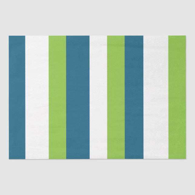 Blue White Green Vertical Stripes  Tissue Paper (Front)