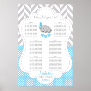 Blue, White Grey Elephant - 6 Seating Chart