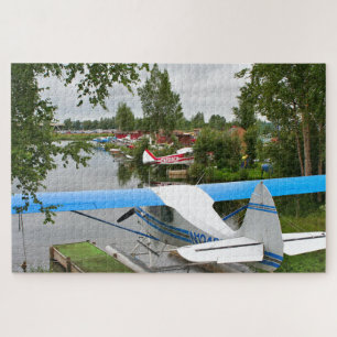 Blue, white & grey float plane, Alaska  Jigsaw Puzzle
