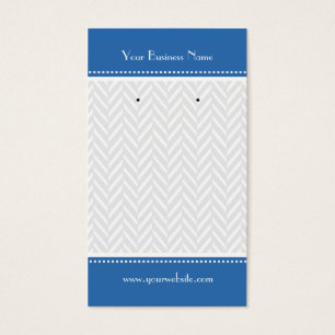 Blue White Grey Herringbone Earring Cards