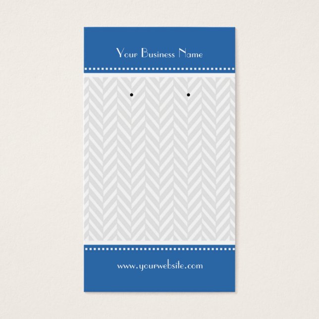 Blue White Grey Herringbone Earring Cards (Front)