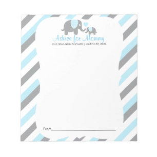 Blue, White Grey Stripe Elephant - Advice Notepad