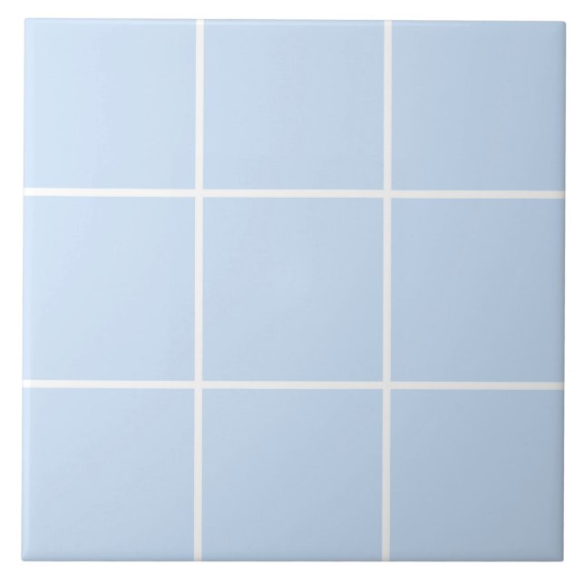 Blue White Grid Line Pattern Tile (Front)