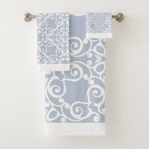 BLUE WHITE  HAMPTONS CUSTOM BATHROOM TOWEL SET