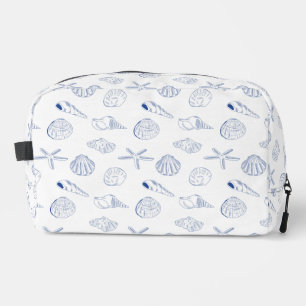 Blue White Hand Drawn Sea Shells Beach Summer Dopp Kit