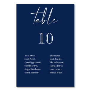 Blue & White Hanging Lights Personalised Wedding Table Number