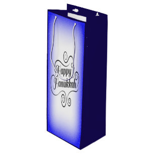 Blue White Hanukkah Magic Wine Gift Bag