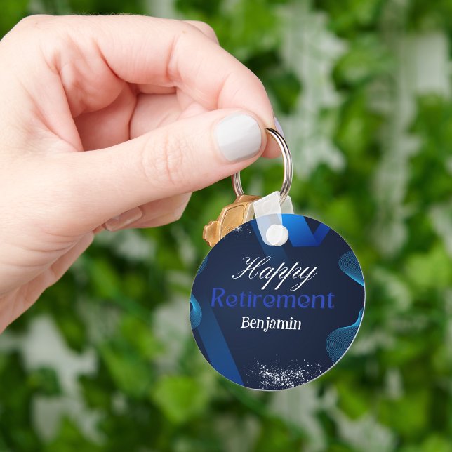  Blue & White Happy Retirement Key Ring (Creator Uploaded)