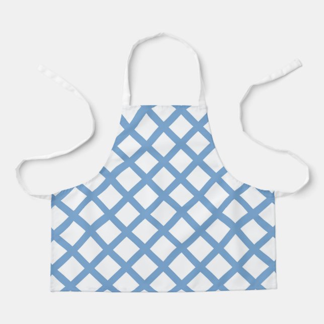 Blue White Harlequin Diamond Stripe Pattern Apron (Front)