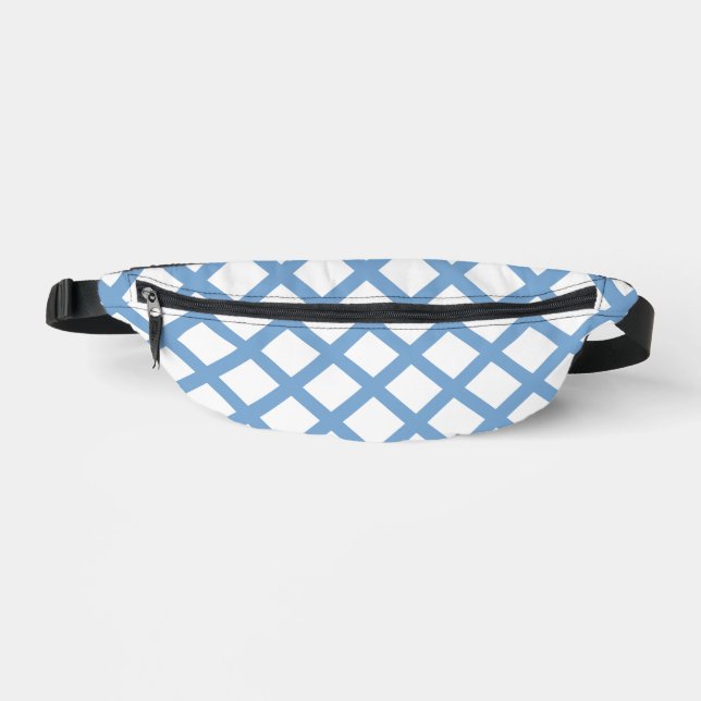 Blue White Harlequin Diamond Stripe Pattern Bum Bags (Front)