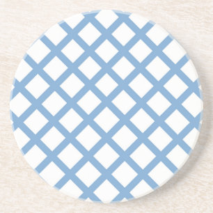 Blue White Harlequin Diamond Stripe Pattern Coaster