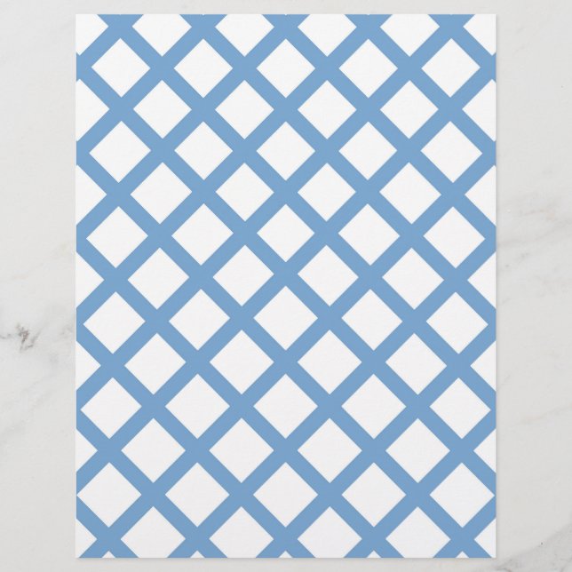 Blue White Harlequin Diamond Stripe Pattern Custom Letterhead (Front)