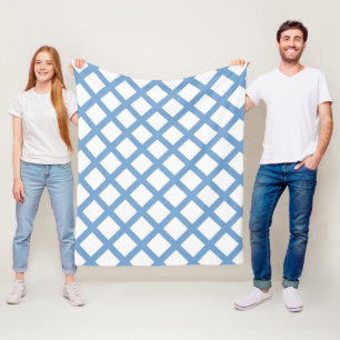 Blue White Harlequin Diamond Stripe Pattern Fleece Blanket