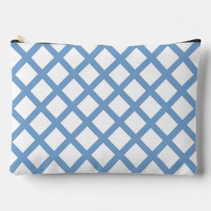 Blue White Harlequin Diamond Stripe Pattern Large Accessory Pouch