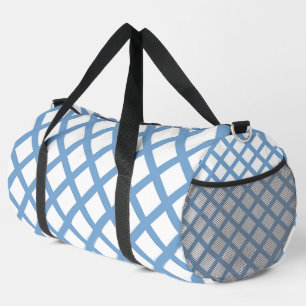 Blue White Harlequin Diamond Stripe Pattern Large Duffle Bag