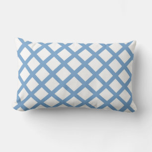 Blue White Harlequin Diamond Stripe Pattern Lumbar Cushion