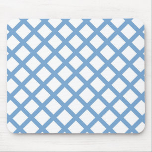 Blue White Harlequin Diamond Stripe Pattern Mouse Pad