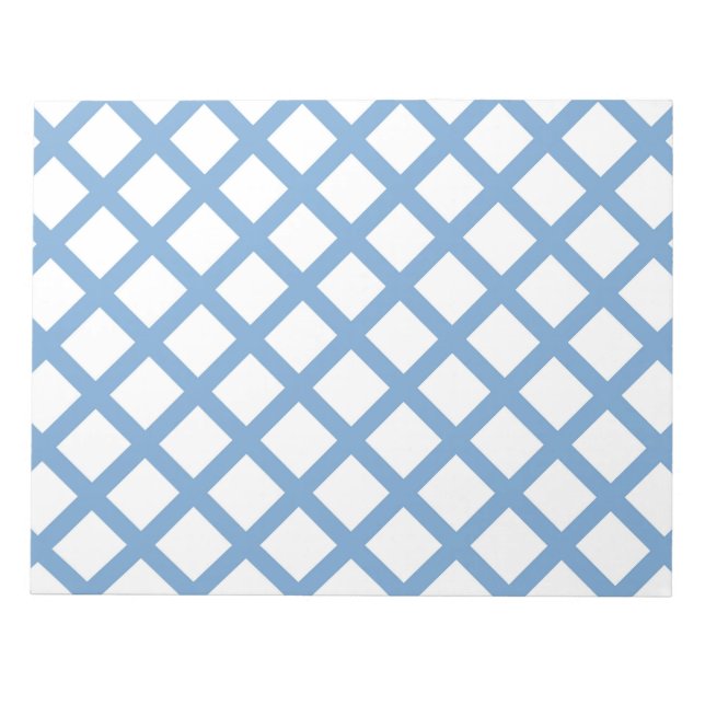 Blue White Harlequin Diamond Stripe Pattern Notepad (Front)