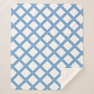 Blue White Harlequin Diamond Stripe Pattern Sherpa Blanket
