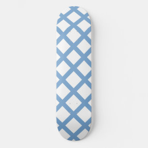 Blue White Harlequin Diamond Stripe Pattern Skateboard