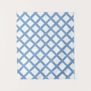 Blue White Harlequin Diamond Stripe Pattern Tapestry
