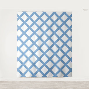 Blue White Harlequin Diamond Stripe Pattern Tapestry