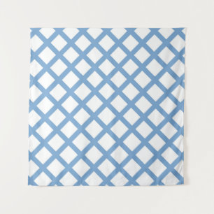 Blue White Harlequin Diamond Stripe Pattern Tapestry
