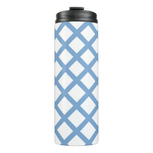Blue White Harlequin Diamond Stripe Pattern Thermal Tumbler