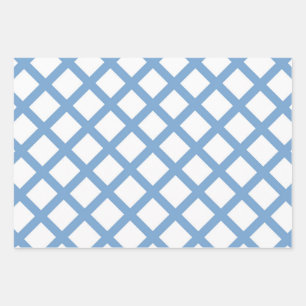Blue White Harlequin Diamond Stripe Pattern Wrapping Paper Sheet