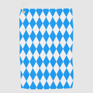 Blue White Harlequin Diamonds Checkers Design  Golf Towel