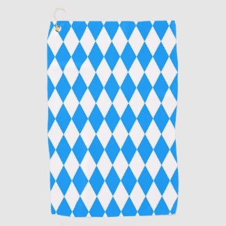 Blue White Harlequin Diamonds Checkers Design  Golf Towel