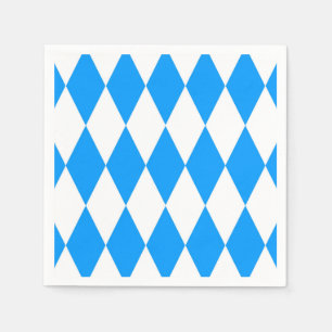 Blue White Harlequin Diamonds Checkers Design  Napkin