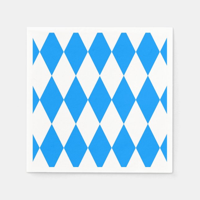 Blue White Harlequin Diamonds Checkers Design  Napkin (Front)
