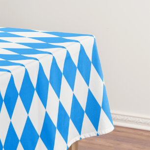 Blue White Harlequin Diamonds Checkers Design Tablecloth