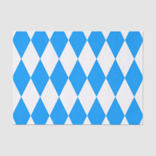 Blue White Harlequin Diamonds Checkers Design  Tissue Paper