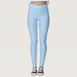 Blue White Hearts Pattern Leggings