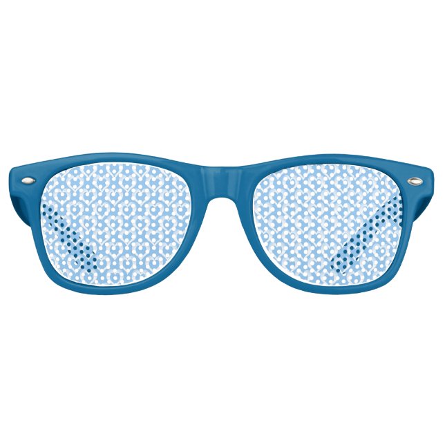 Blue White Hearts Pattern Retro Sunglasses (Front)