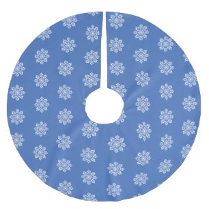 Blue White Holiday Chinoiserie Snowflake  Brushed Polyester Tree Skirt
