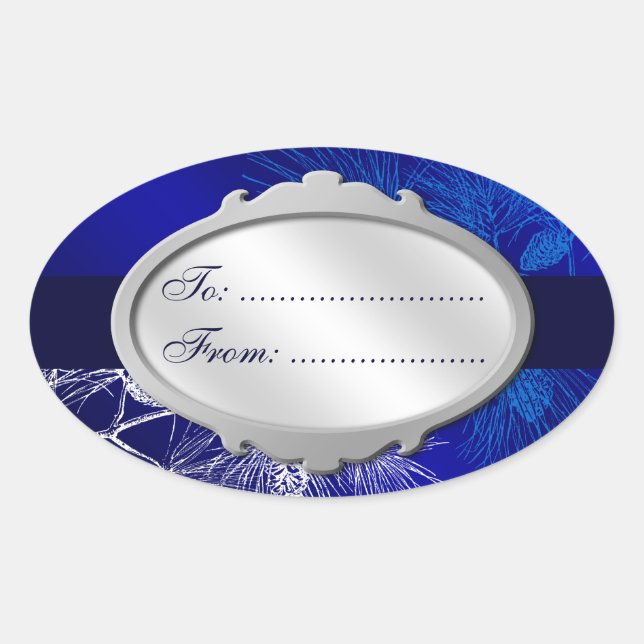 Blue White Holiday Custom Gift Tag Stickers (Front)