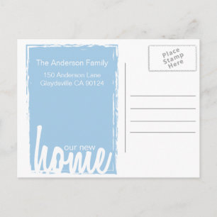 Blue & White Home Key Lock New Home Announcement Postcard