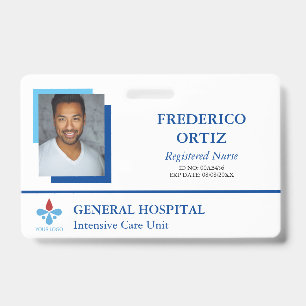Blue & White Hospital Employee ID Your Logo Badge