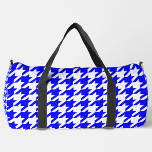 Blue White Houndstooth Check Duffle Bag