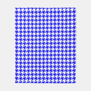 Blue White Houndstooth Check Fleece Blanket