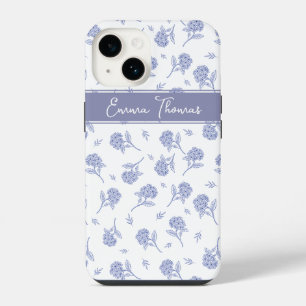 Blue & White Hydrangea Botanical Toile Pattern iPhone 14 Case