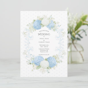 Blue White Hydrangea Floral Elegant Wedding Invitation
