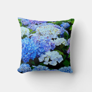 Blue-White Hydrangea Flowers-SQUARE PILLOW