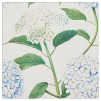 Blue White Hydrangea Garden Pattern Fabric