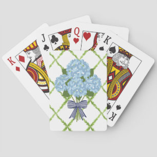 Blue & White Hydrangea, Grandmillenial Trellis  Playing Cards