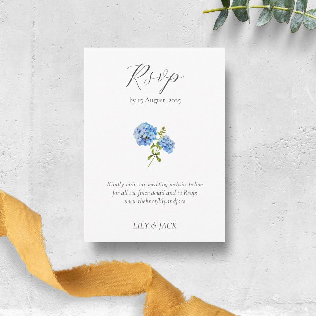 Blue & White Hydrangea Wedding RSVP Enclosure Card (Creator Uploaded)