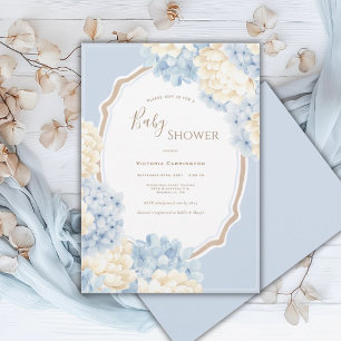 Blue & White Hydrangeas Vintage Baby Shower Invitation
